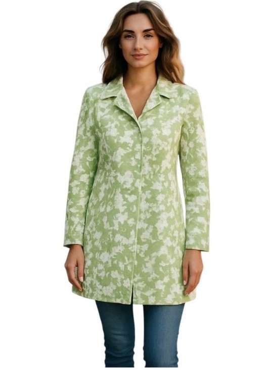Eddie Bauer Jackets & Blazers - Eddie Bauer Green Floral Long Button Jacket Women’s  Sz XS Lightweight